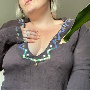 long sleeve fairy top with sequins and beads